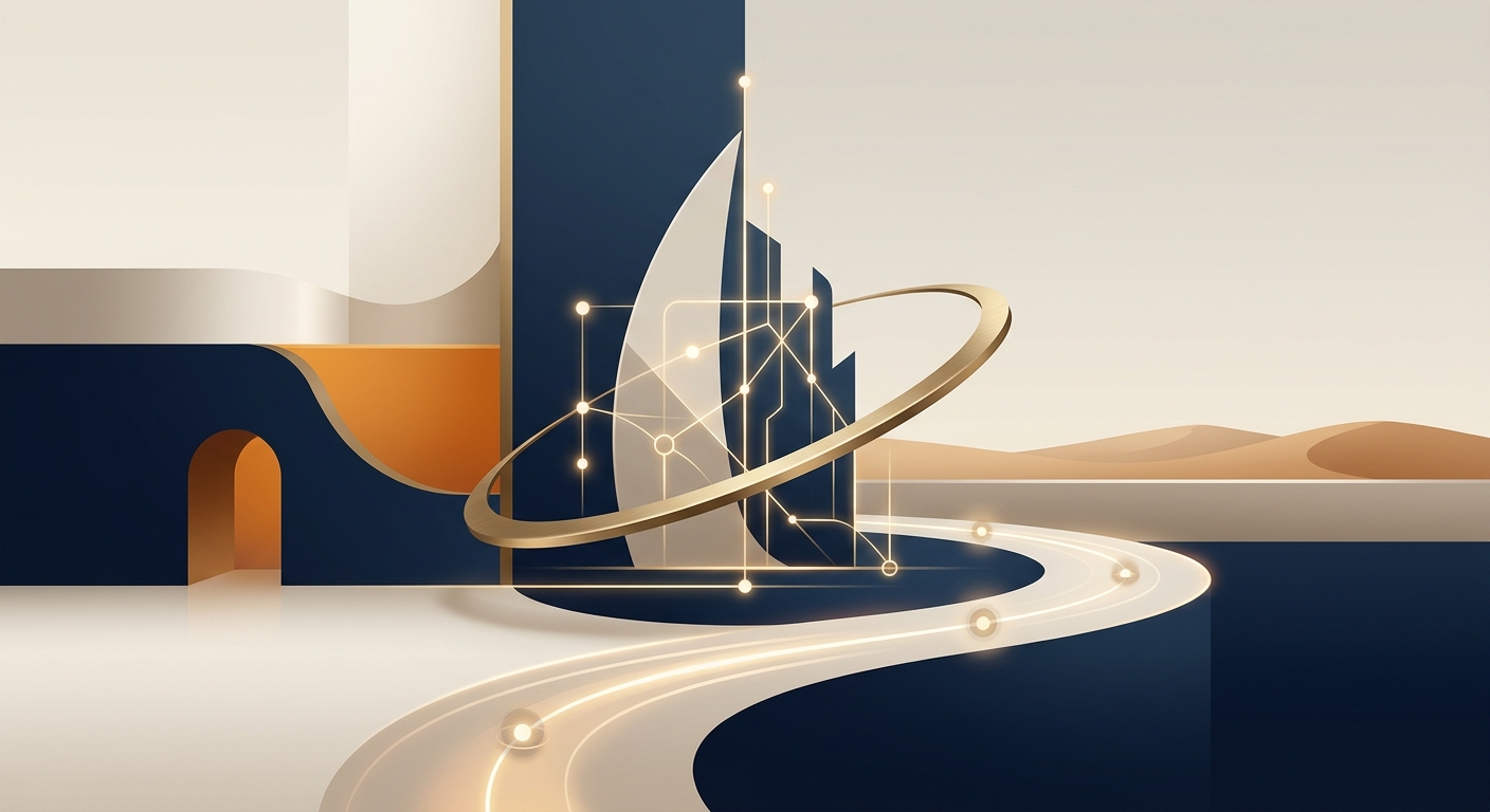 رسم تعبيري رمزي لميزان العدالة الرقمية والمسؤولية القانونية للإعلانات عبر وسائل التواصل الاجتماعي وحماية المستهلك في الإمارات